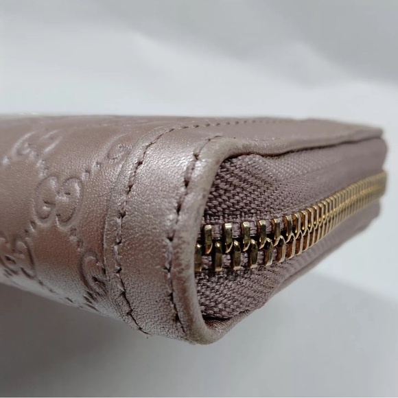 🏆💯💎 GUCCI GG Logo Brown Leather Wallet Zippy Zip around - Picture 9 of 9